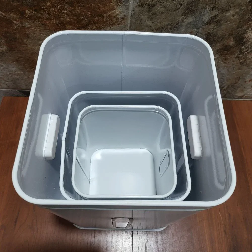 Nesting Square White & Silver Tin Cans Set of 3